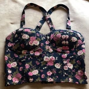 Denim Flower crop top